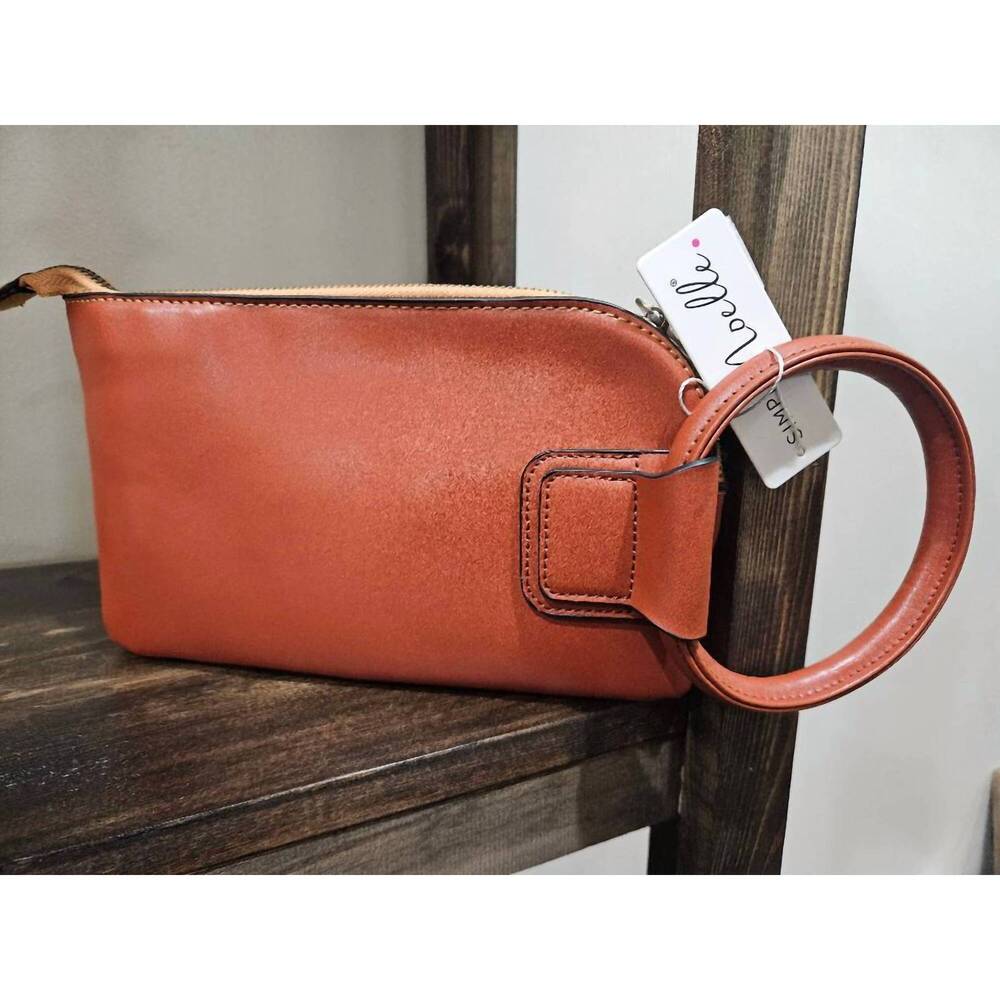 NEW GANZ women's simply noelle ring wristlet purse in rust/yellow